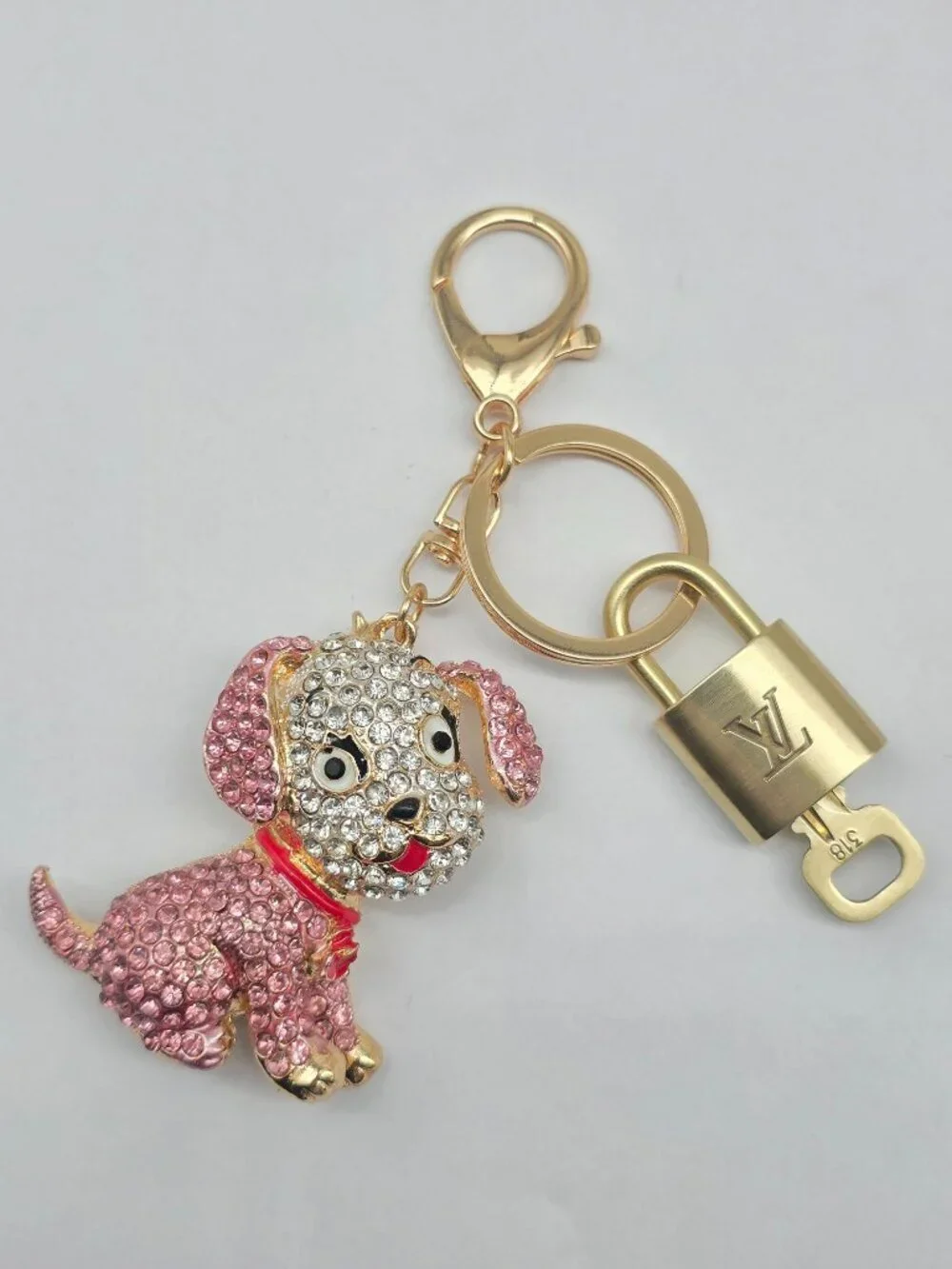 Authentic Louis Vuitton Gold Lock 🔒 Unbranded Dog Keychain Bag Charm LV